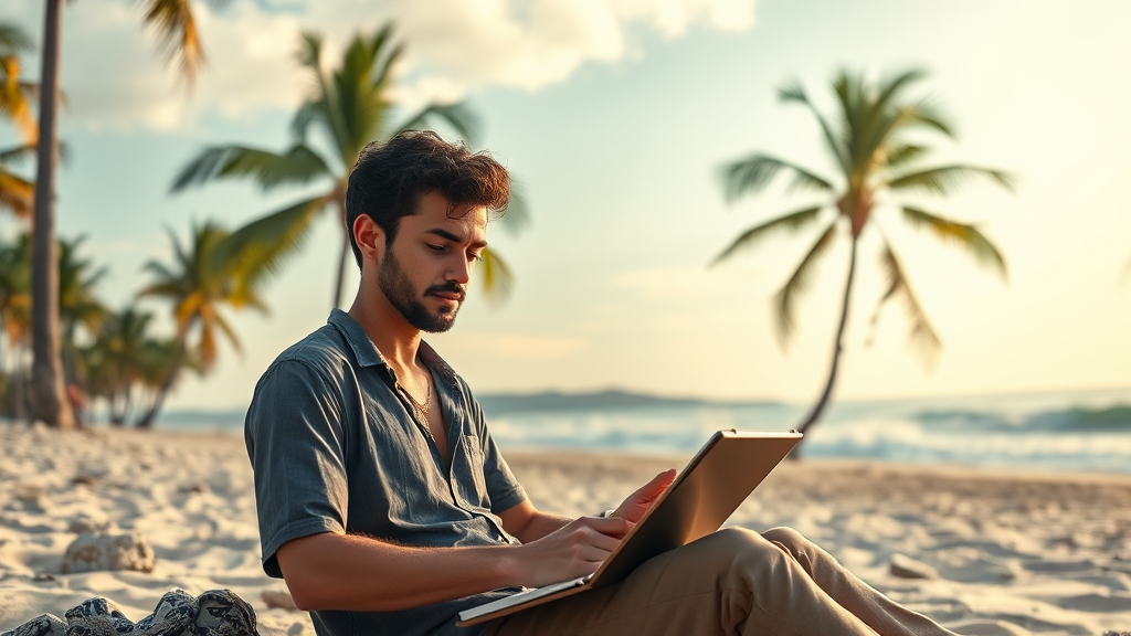 디지털 노마드의 현실 (realistic 스타일)