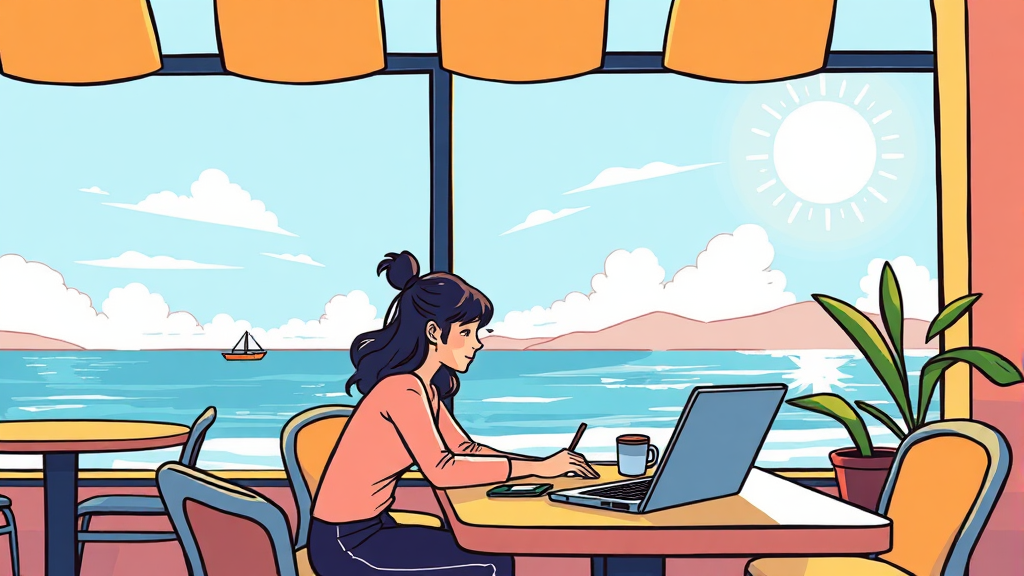 워케이션 최적지 선택 기준 (cartoon 스타일)