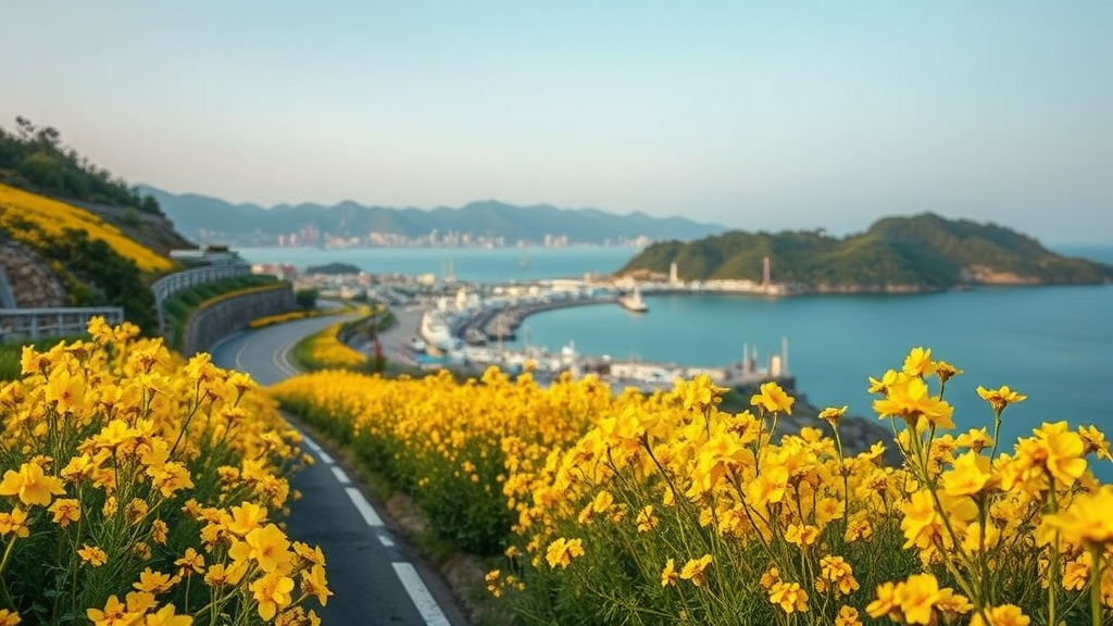 법환포구 해안길 따라 (realistic 스타일)