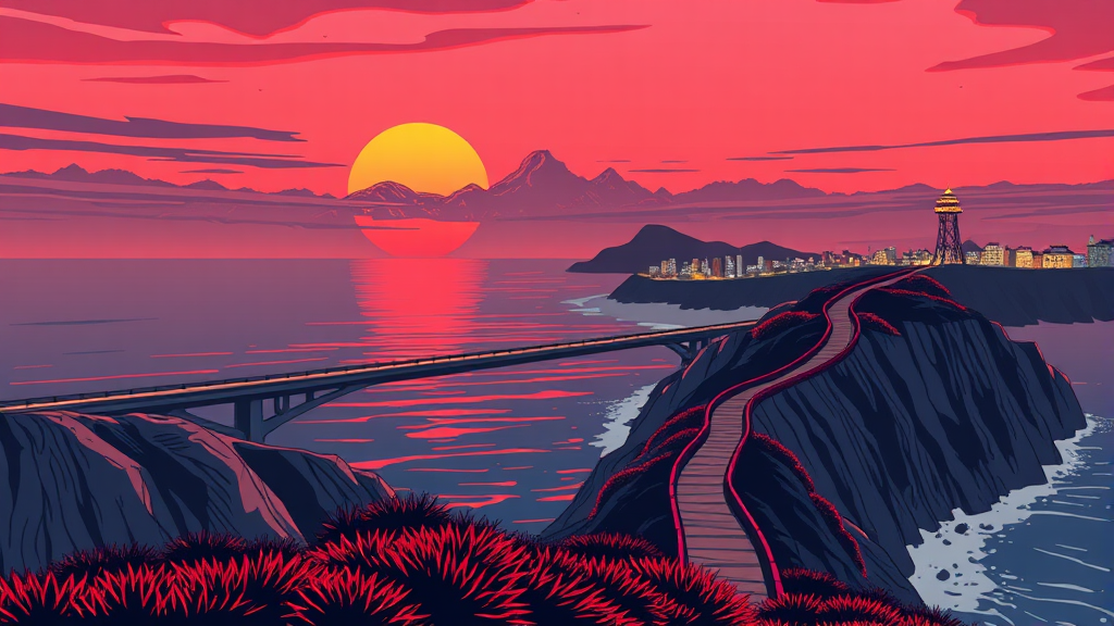 추천 코스 1: 이기대 해안산책로 (illustration 스타일)