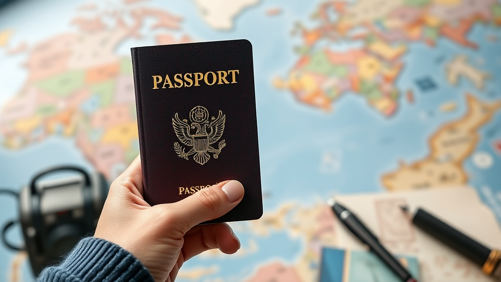 여권, 비자, 항공권, 숙소 확인 (realistic 스타일)