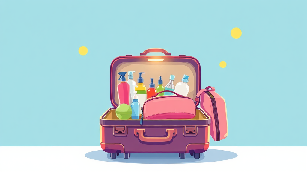 세면도구 & 화장품 필수템 (illustration 스타일)