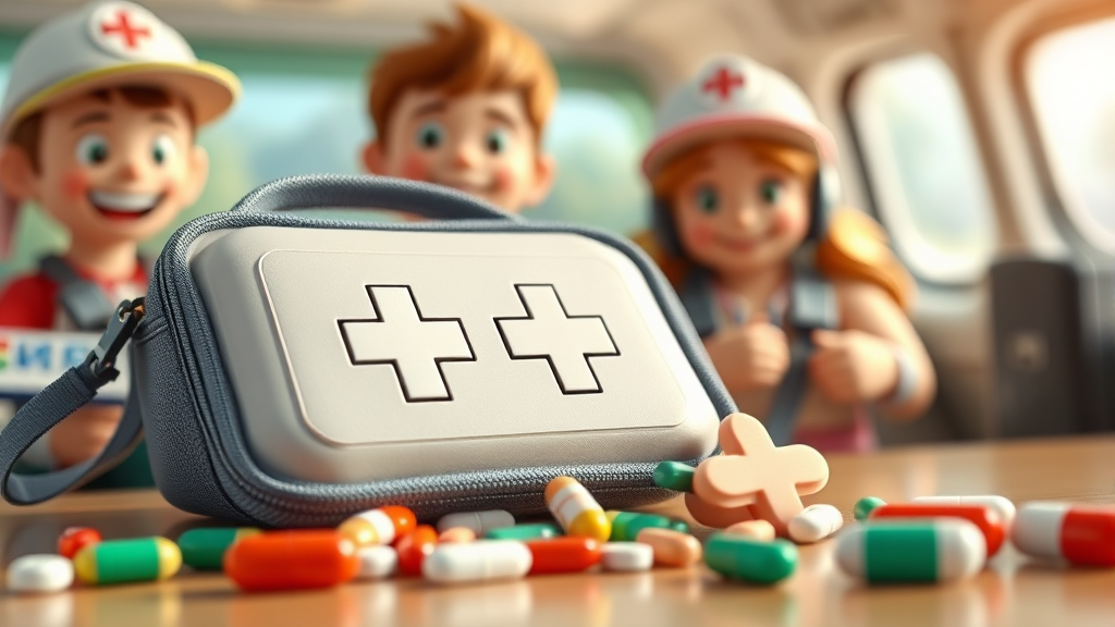 상비약 & 건강 용품 챙기기 (realistic 스타일)