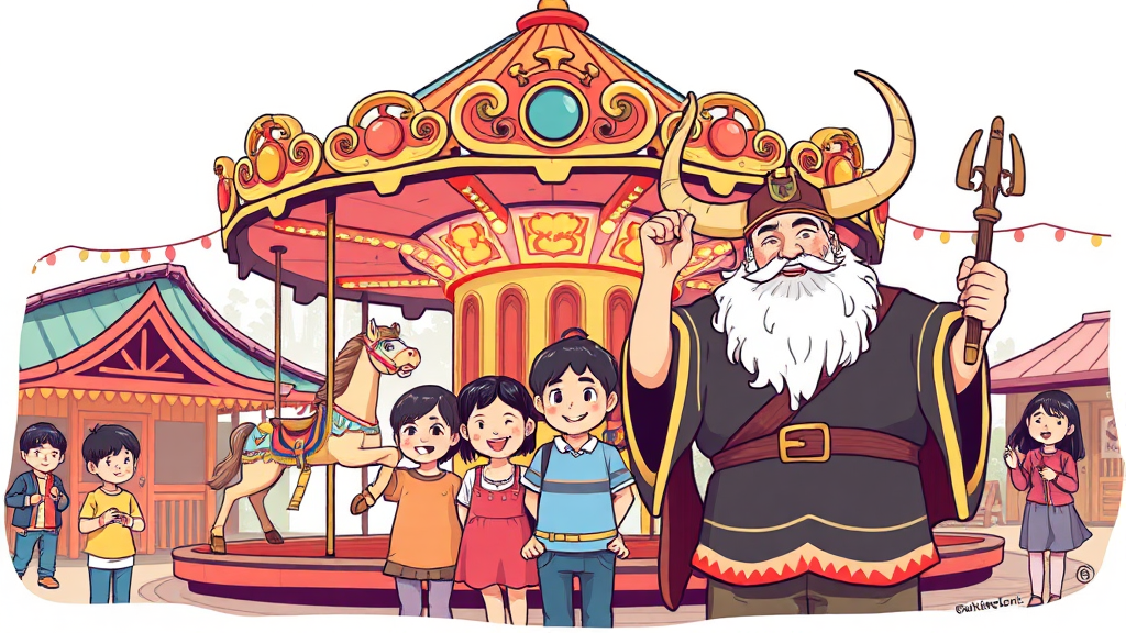 한국민속촌 완전정복: 입장료 할인, 놀이기구, 공연, 먹거리, 꿀팁 총정리 4 신나는 놀이기구, 스릴 만끽! (illustration 스타일)