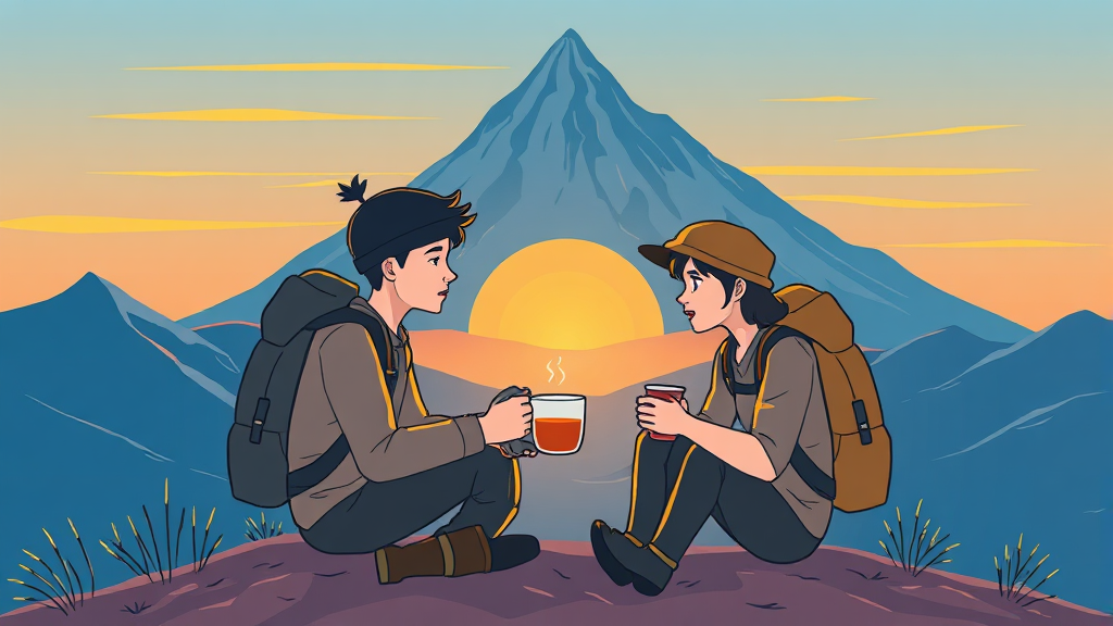 등산 후 피로 회복 꿀팁 (illustration 스타일)