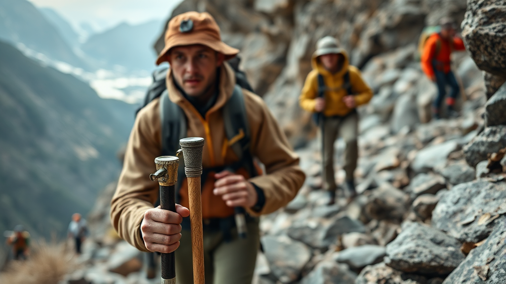 등산 무릎 통증 완벽 가이드: 스틱 사용법, 하산 자세 A to Z 6 스틱 사용 시 주의사항 (realistic 스타일)