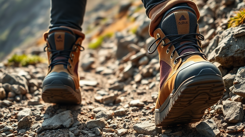 등산화 선택의 중요성 (realistic 스타일)