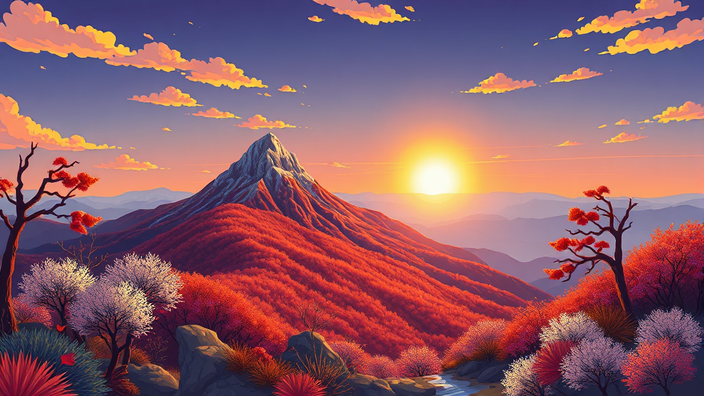 가을 억새 산행 명소 (cartoon 스타일)