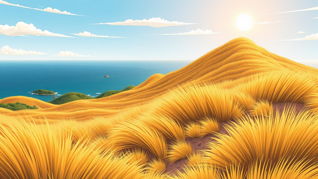 수도권 근교 억새 명산: 오서산 (cartoon 스타일)